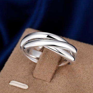 Charming Three Layer Fashion Silver Colour Ring - The Jewellery Supermarket